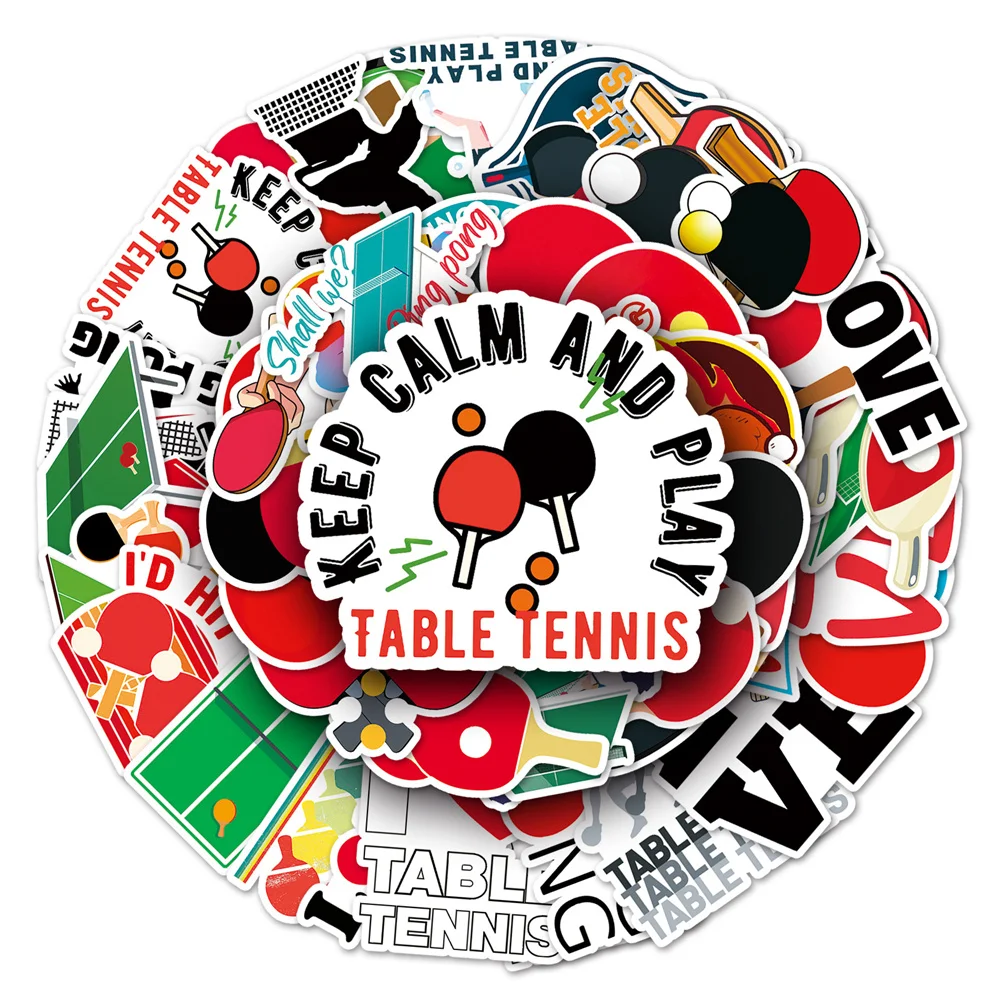 50PCS Table Tennis Cartoon Graffiti Waterproof Stickers Personalized Creative Decoration Trend Refrigerator Cup