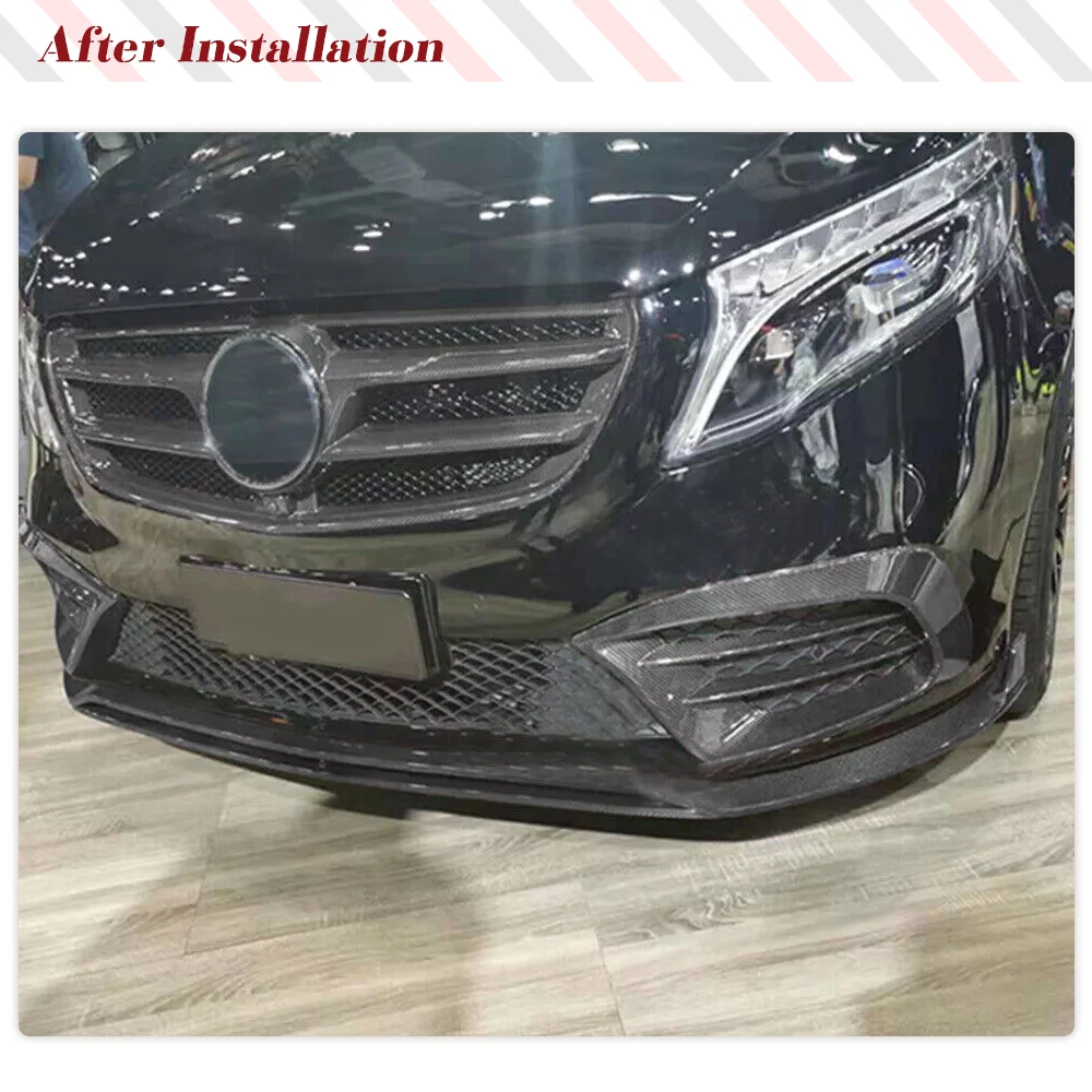 For Mercedes Benz V Class W447 V250 4-Door 2020-2021 Car Front Splitter DRY Carbon Fiber Fog Lamp Air Intake Duct Vent Cover