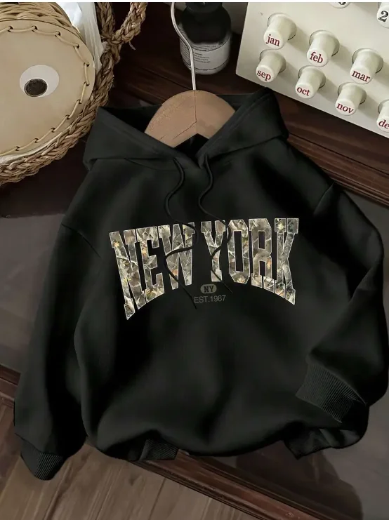 

2025Тенденция красоты должна Enter! NEW YORK Ретро толстовка с буквами осень/зима уличная модная брендовая свободная куртка для пар