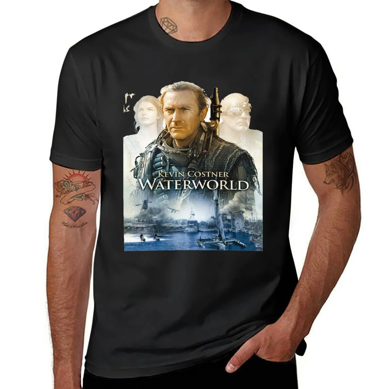 

Waterworld Horror Movie. Vintage 70s T-Shirt Short sleeve tee vintage clothes mens white t shirts