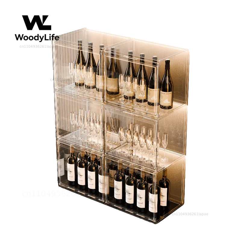 Transparent Partitions Bar Cabinet Shelves Living Room Mobile Wine Cabinet Glass Nordic Multifunctional Vitrina Club Furniture