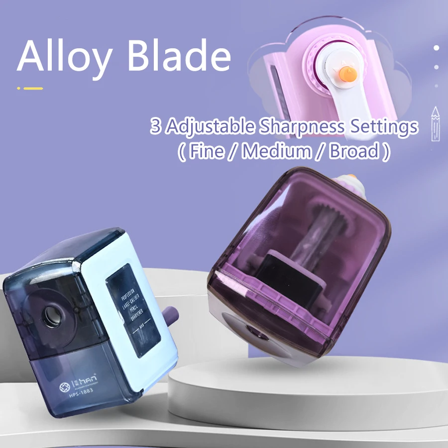 Manual Pencil Sharpener for 8-12mm Auto-feed Hand Crank Sharpener 3 Adjustable Sharpness Settings Jumbo Pencils School Office