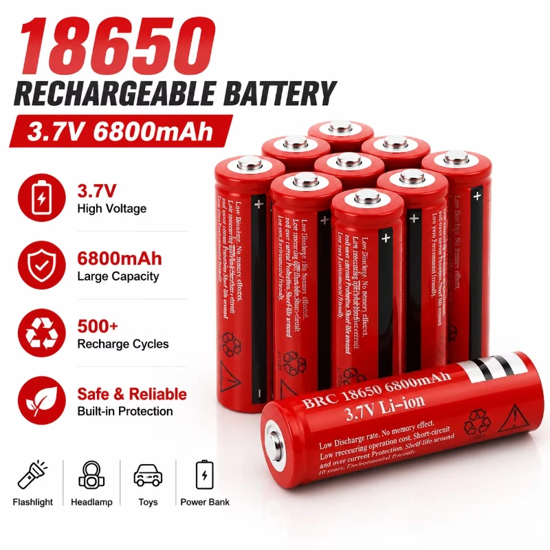 18650 3.7V Rechargeable Lithium Ion Battery High Drain for Flashlight Power Bank Vape Drone