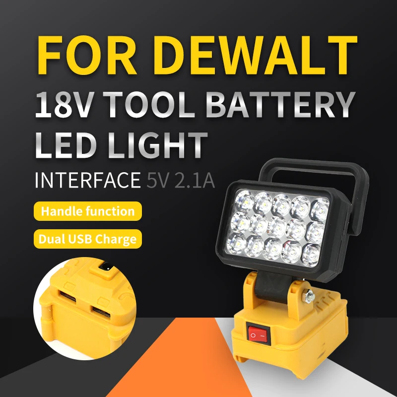 

For Dewalt 18V Li-ion Battery LED Work Light 4 Inch Flashlight Portable Emergency Flood Lamp Camping Lamp