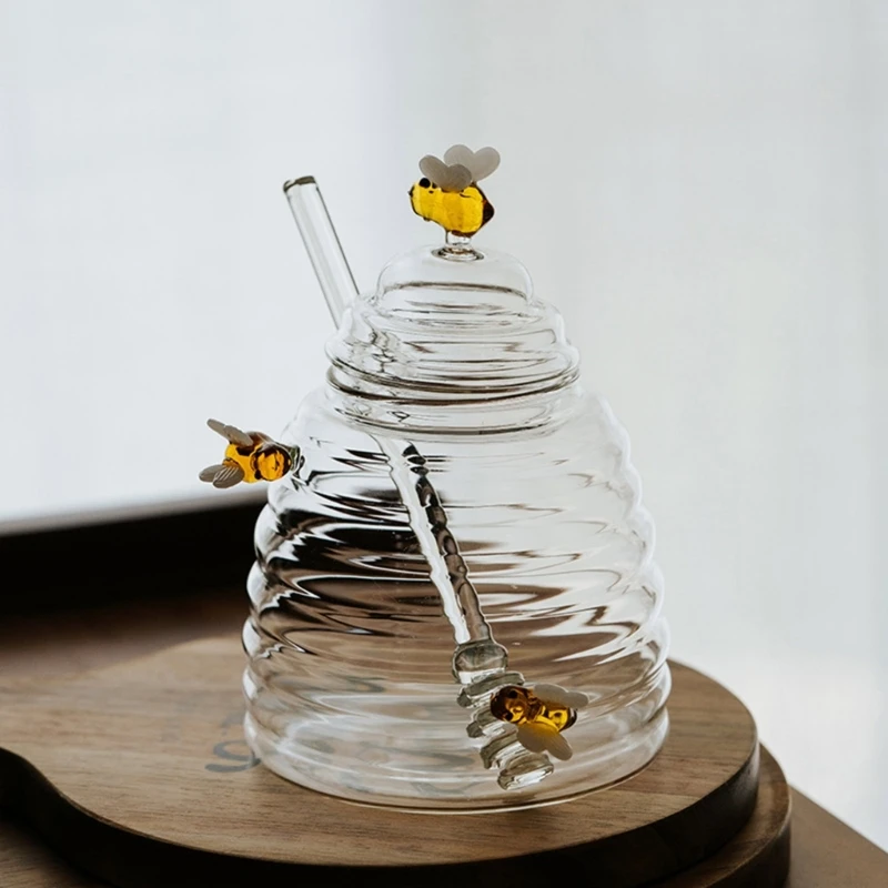 Kitchen Fashion Honeys Jar With Stick Glass Honeys Dispenser Glass Honeys Jar With Stick Clear Glass Honeys Jar With Lid