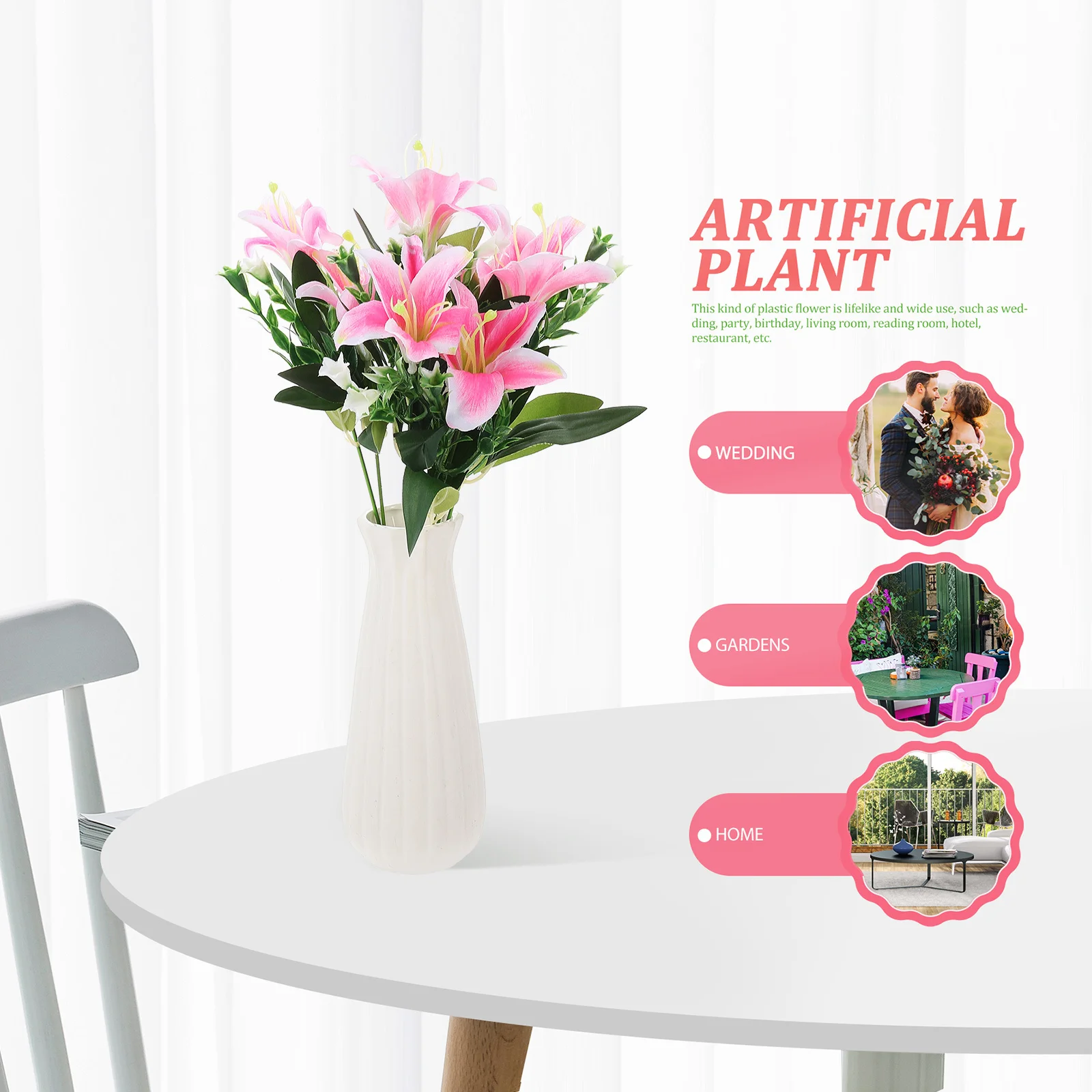 

Lifelike Fake Lily Flower Bouquet Ornamental Plant Decorative Floral Arrangement for Event Decoration Plastic Flower Simulation