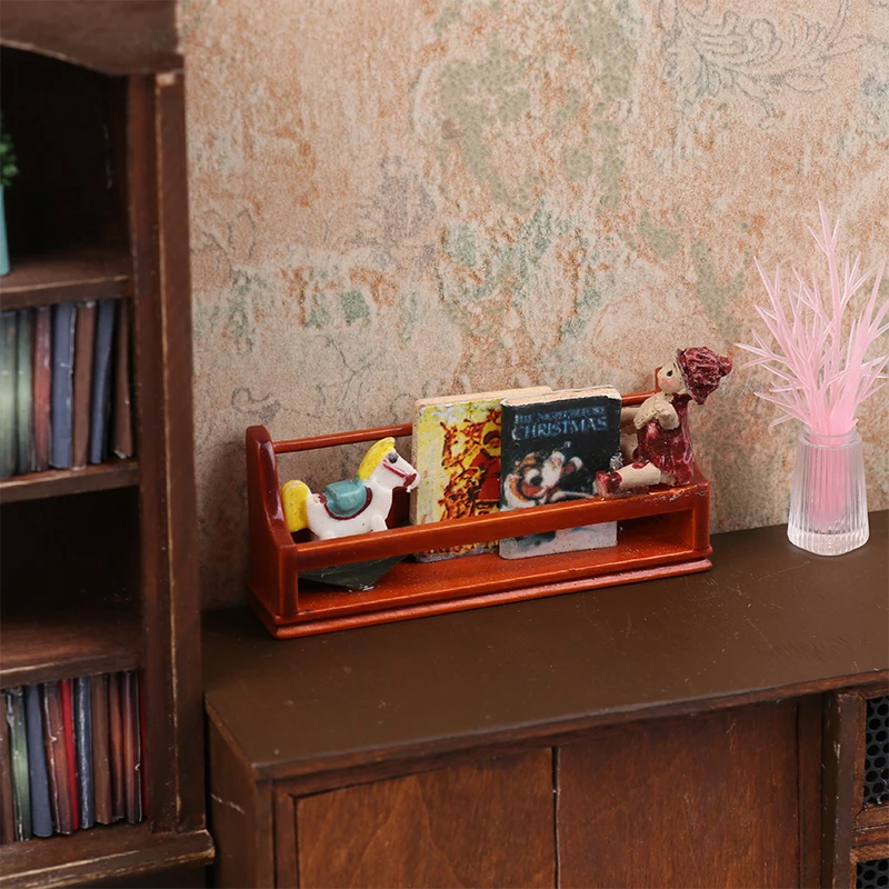 1/12 Dollhouse Mini Newspaper Rack Wall Cabinet Bookcase Model Doll Home Furniture Decor Toy Dolls House Micro Scene Ornaments