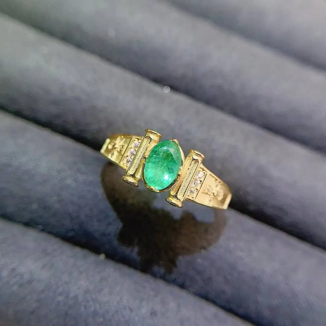 KJJEAXCMY New Jewelry Natural Women's Emerald Ring 925 silver inlay Colorful and splendid High clarity supports detection