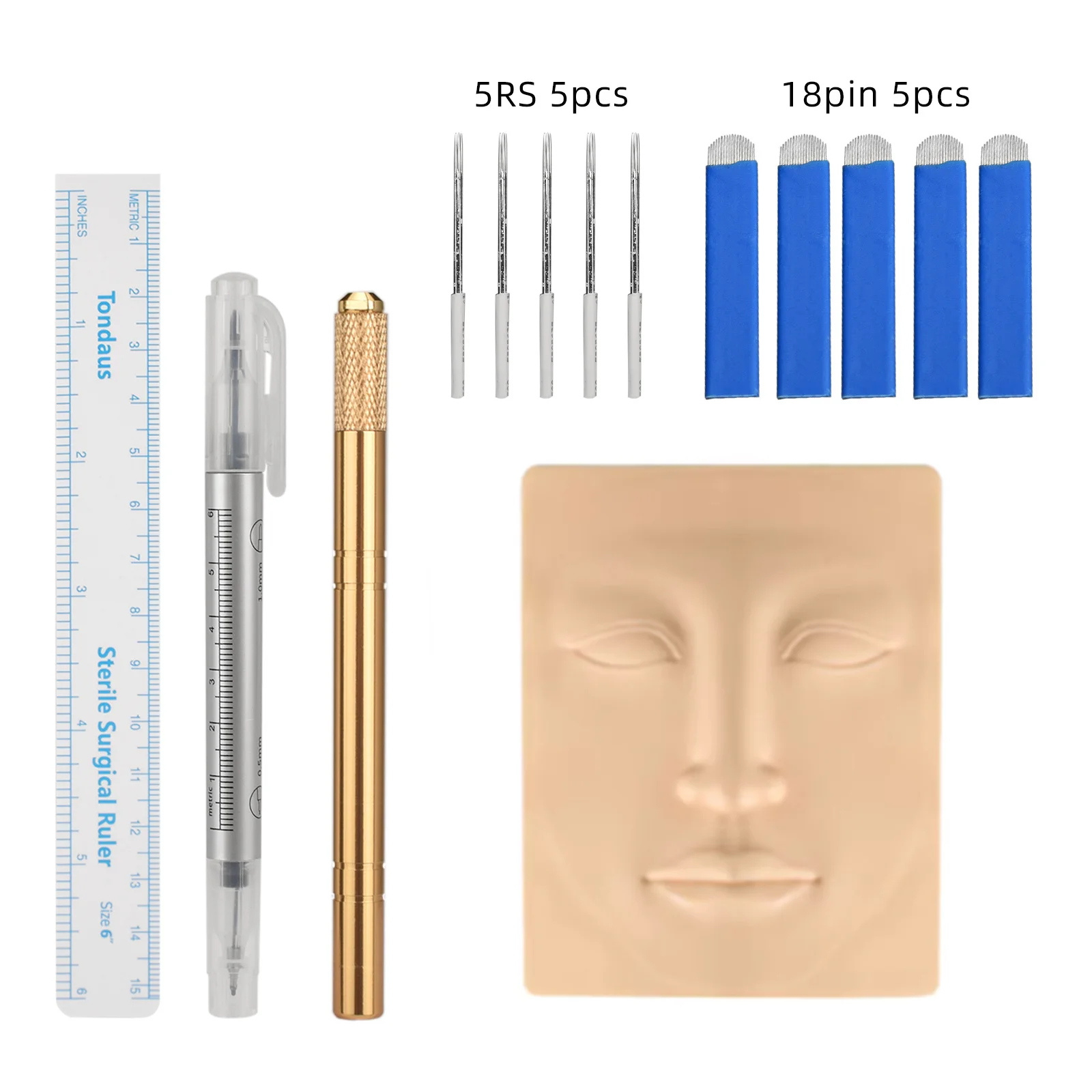 Lip Eyebrow Tattoo Practice Skin Manual Pen U18pin 5RS Tattoo Needles Microblade Marker Pen for Permanent Makeup Tattoo Supplies