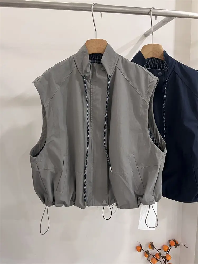 

Standing Collar Workwear Vest Women's 2025 New Style Loose And Casual Camisole Vest Spring And Autumn Sleeveless Jacket