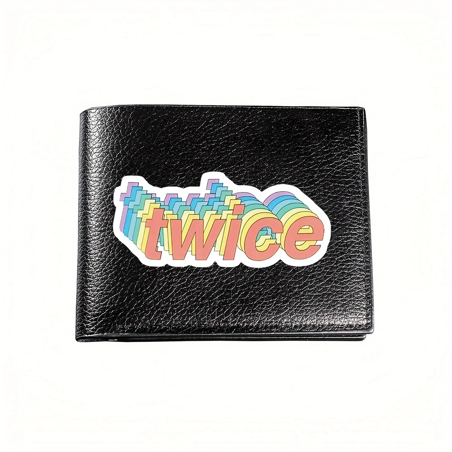 Cartera elegante con estampado gráfico y letras apiladas de arcoíris dos veces para hombre, informal, elegante, simple, práctica, calidad, primera calidad, Cristo de lujo