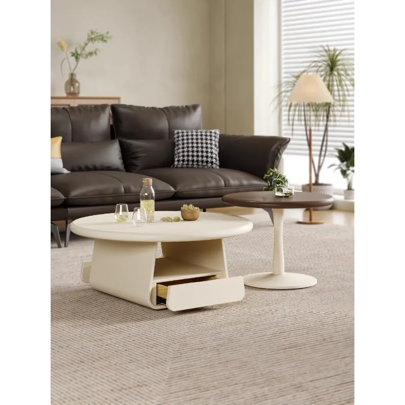 Coffee Table Living Room Home Modern Simple French Small Apartment Original Mid-Ancient round Child and Mother Nested Tables