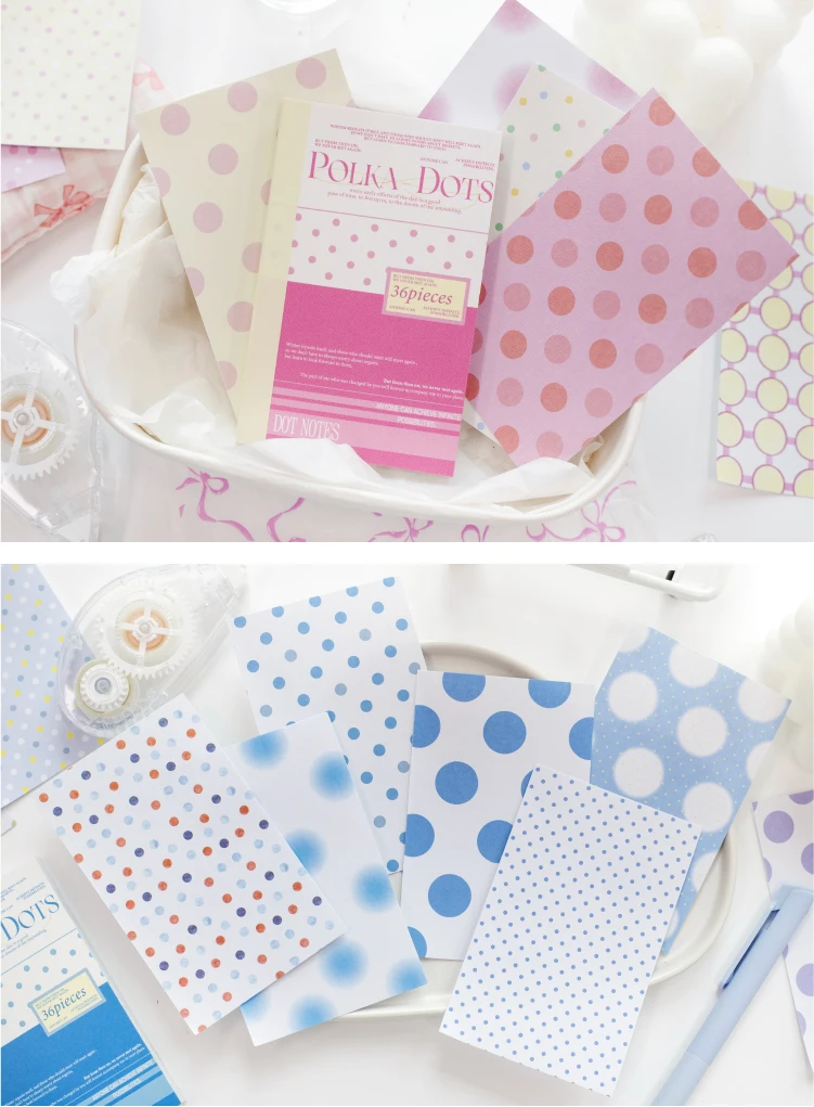 Journal GO 30 Blatt Polka Dots Stickerbuch Koreanischer Stil Punktmuster Notizblock für Journaling, Scrapbooking, Basteln, DIY-Material – Detail 14
