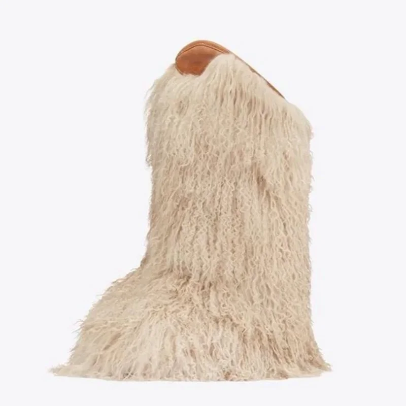 

Runway Sock Boots Women Black Beige Fringe Height Increasing Snow Boots Women Plus Size 42 Tassel Ankle Women Boots Winter