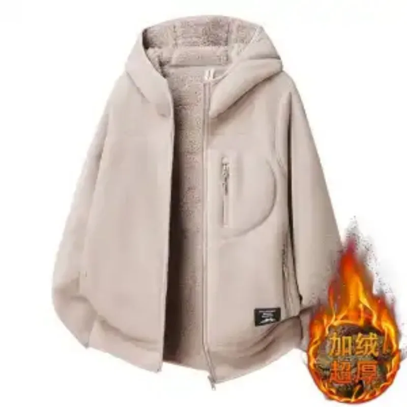

Очень толстая двусторонняя флисовая куртка для мужчин, зимняя теплая бархатная флисовая куртка с капюшоном, уличная повседневная куртка