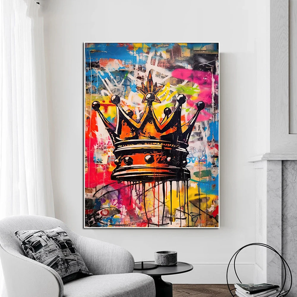 Street Graffiti Crown Wall Art Poster Prints Modern Abstract Living Room Home Decor Bedroom Decor Canvas Painting Mural Pictures