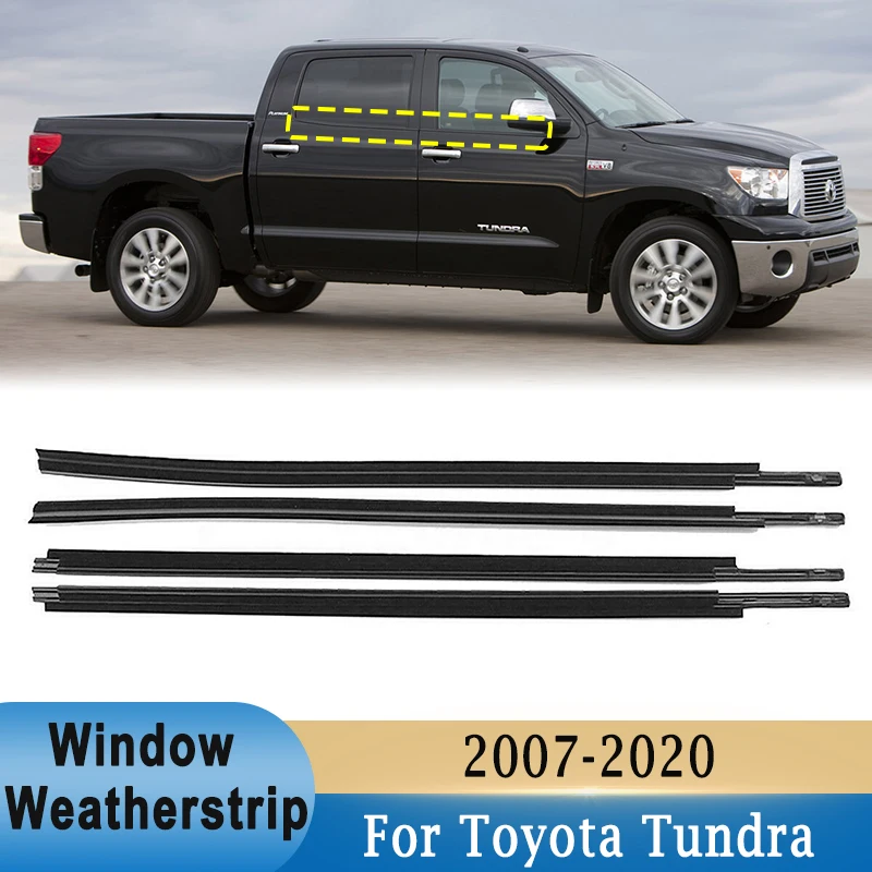 For Toyota Tundra Crew Max / Double Cab 2/4 doors 2007-2019 Outer Window Weatherstrip Glass Seal Belt Trim Sealing Rubber Strips