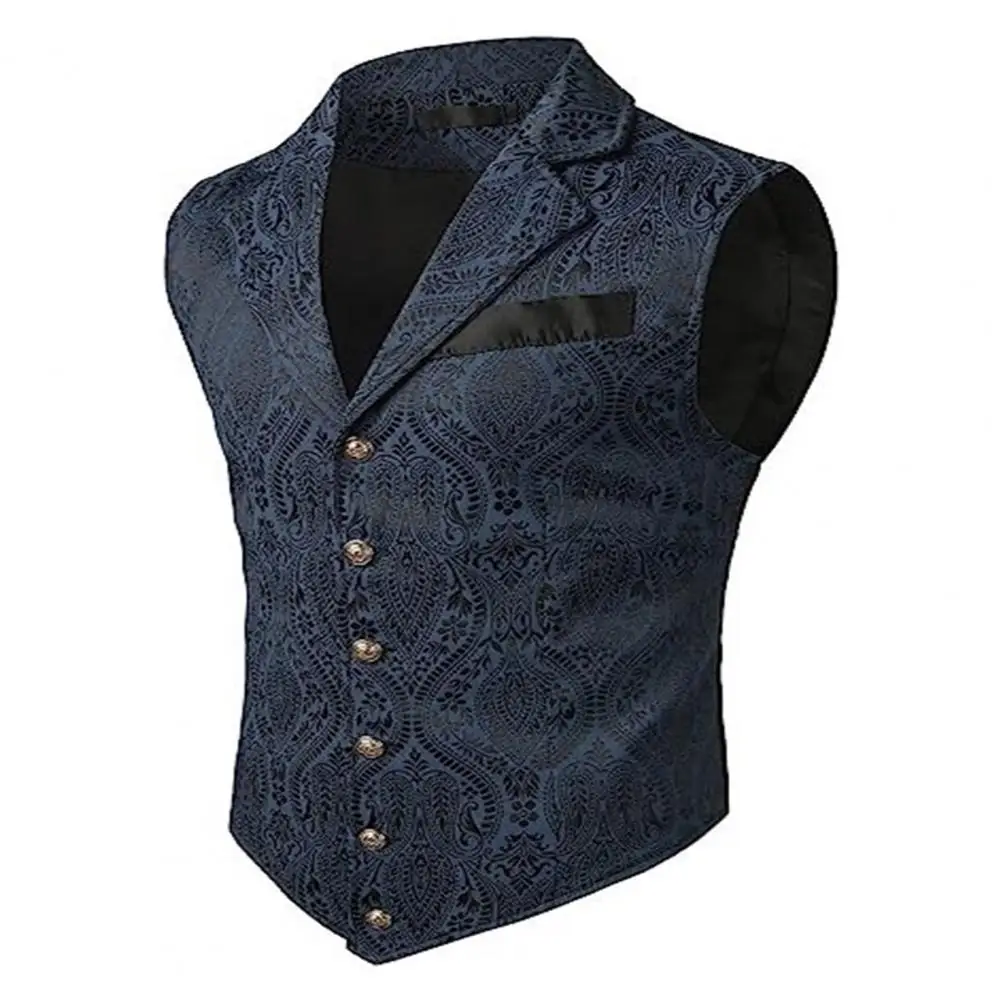 1Pc Single-breasted Men Vest Formal Business Style Slim Fit Men Suit Vest Turn-down Collar Soft Wedding Party Groom Waistcoat