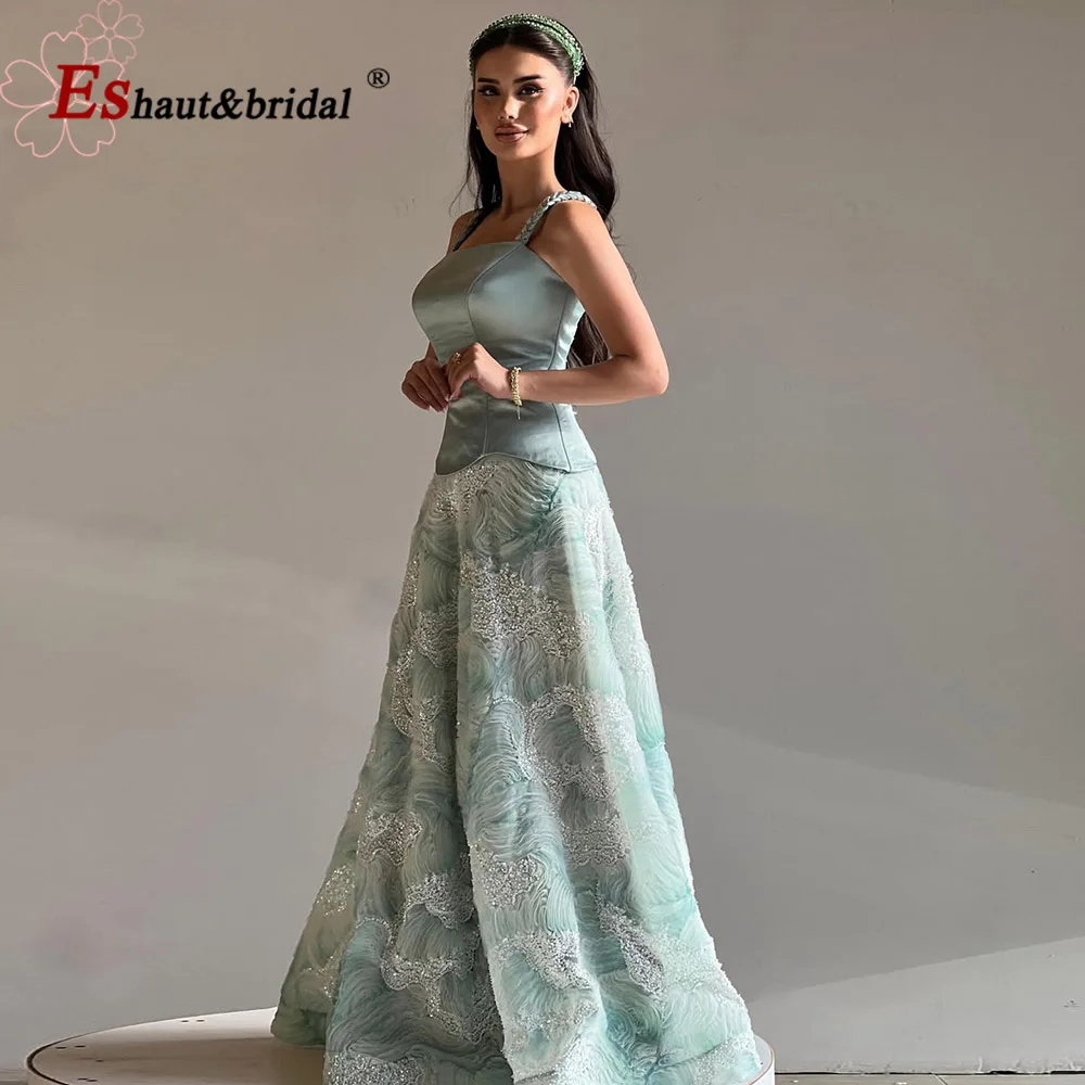 

Elegant A-line Dubai Arabia Occasion Evening Dress for Women Luxury Flower Long Formal Prom Wedding Party Gown 2025 Customized