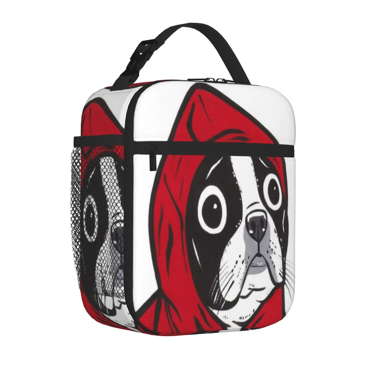 Bestselling Boston Terrier In A Red Hoodie Feminine Compact Lunch Bag Newborn Food Storage Snack Bag