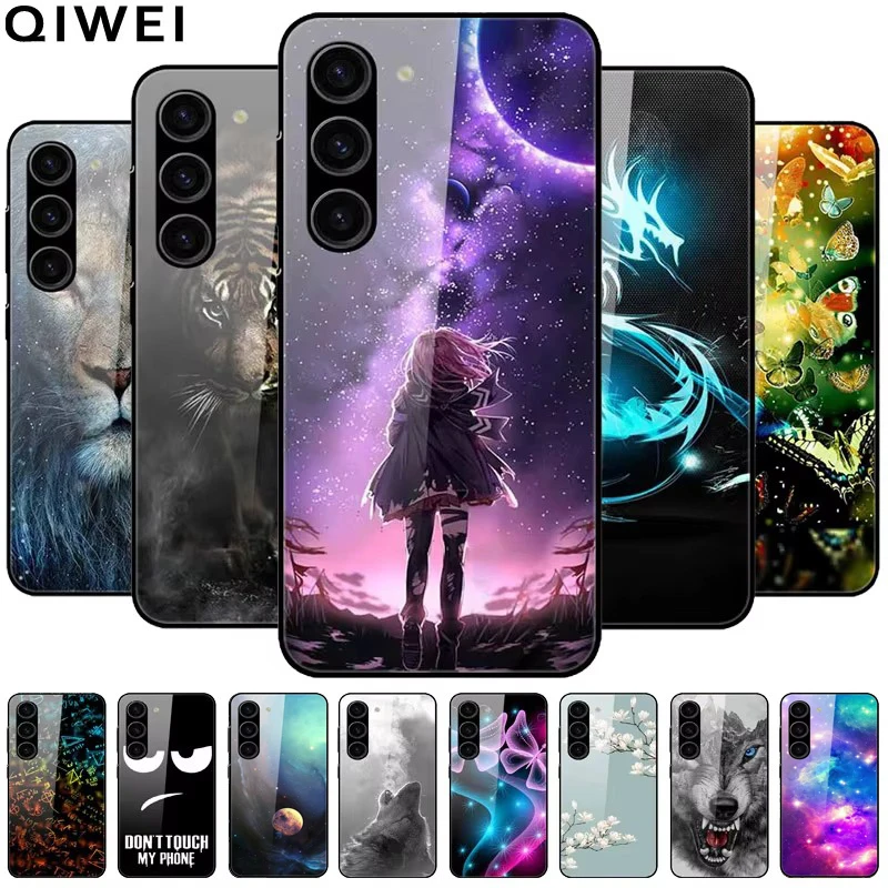 Phone Cases for Samsung Galaxy S23 Ultra / S23 / S23 Plus 5G Cover Tempered Glass Hard Back Coque for Galaxy S23+ S 23 Shells