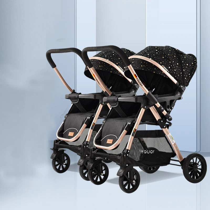 Twins Newborn 0-4 years old Baby stroller can sit and lie down Two-way Four-wheel Shock Absorption High Vision Stroller