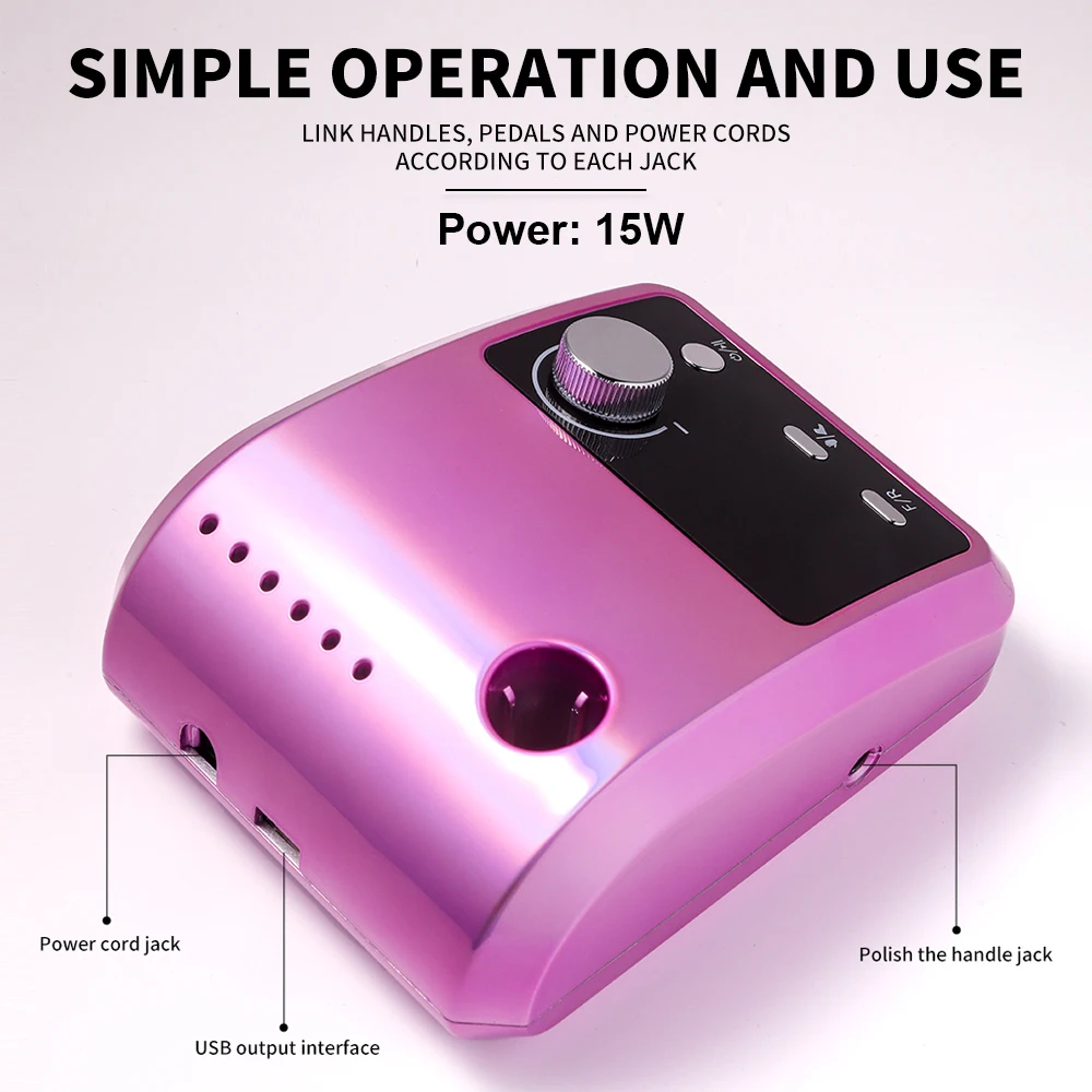 Perceuse à ongles électrique intelligente, tour à ongles professionnel avec grand écran LCD, polisseuse de manucure, outils d'art des ongles, 45000 tr/min