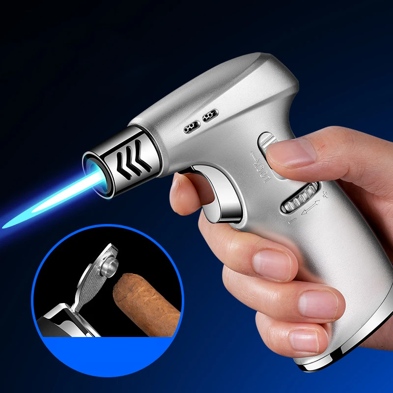 

Creative Unusual Kitchen Turbo Torch Lighter Gun Jet Cigar Dedicated Metal Gas Lighter 1300C Windproof Pipe Smoking Accessories