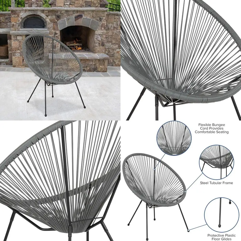 كرسي أرجوحة باباسان من القماش الرمادي من إيما وأوليفر