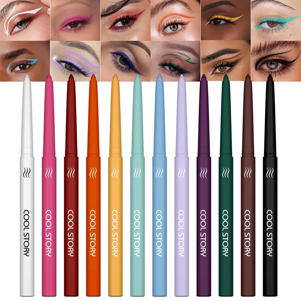 Matte Eyeliner Pencil Waterproof Sweatproof Twist Up Gel Eyeliner Creamy Smudge Proof Long Lasting for Sensitive Eyes Daily Use