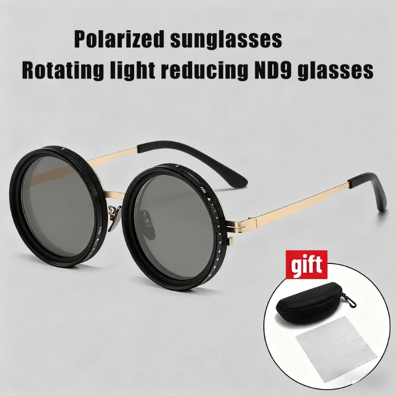 

ND9 Adjustable Sunglasses for Men Trendy Round-Frame Rotating Tint Sunglasses Outdoor Travel & Driving UV Protection Eyewear