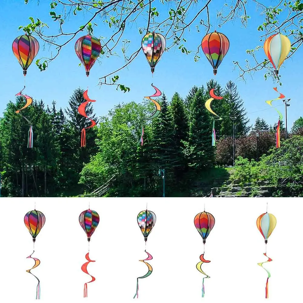 Giant Rainbow Hot Air Balloon Garden Wind Spinners Pinwheels Whirligigs Windmill Toys for Kids Yard Decor Lawn Decorations