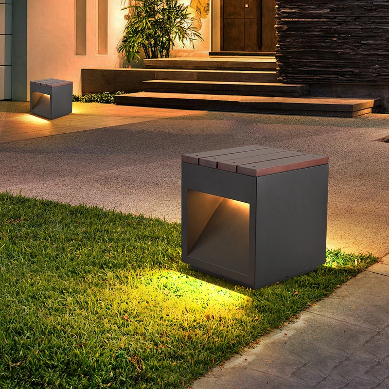 

Садовая атмосферная лампа, уличный квадратный табурет, светильник, декор для патио, торшер для лужайки виллы
