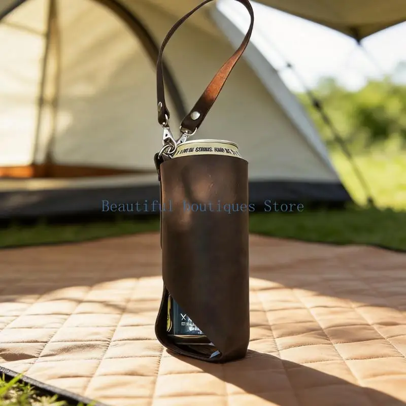 U4LF Modern PU Leather Water Bottle With Secure Fastening For Outdoor Gear