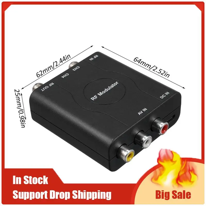 RF-modulator AV naar RF-converter M61A AV naar RF CH3/CH4-kanalen Video-ingangsadapter voor VHF-demodulatorconverter, eenvoudig te gebruiken
