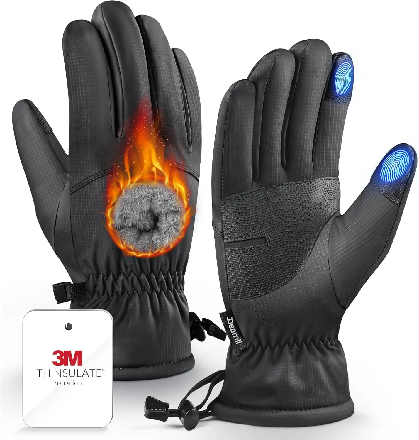 

Зимние перчатки для мужчин и женщин — изолированные, ветрозащитные и водонепроницаемые, 3 м, с сенсорным экраном, перчатки для бега в холодную погоду