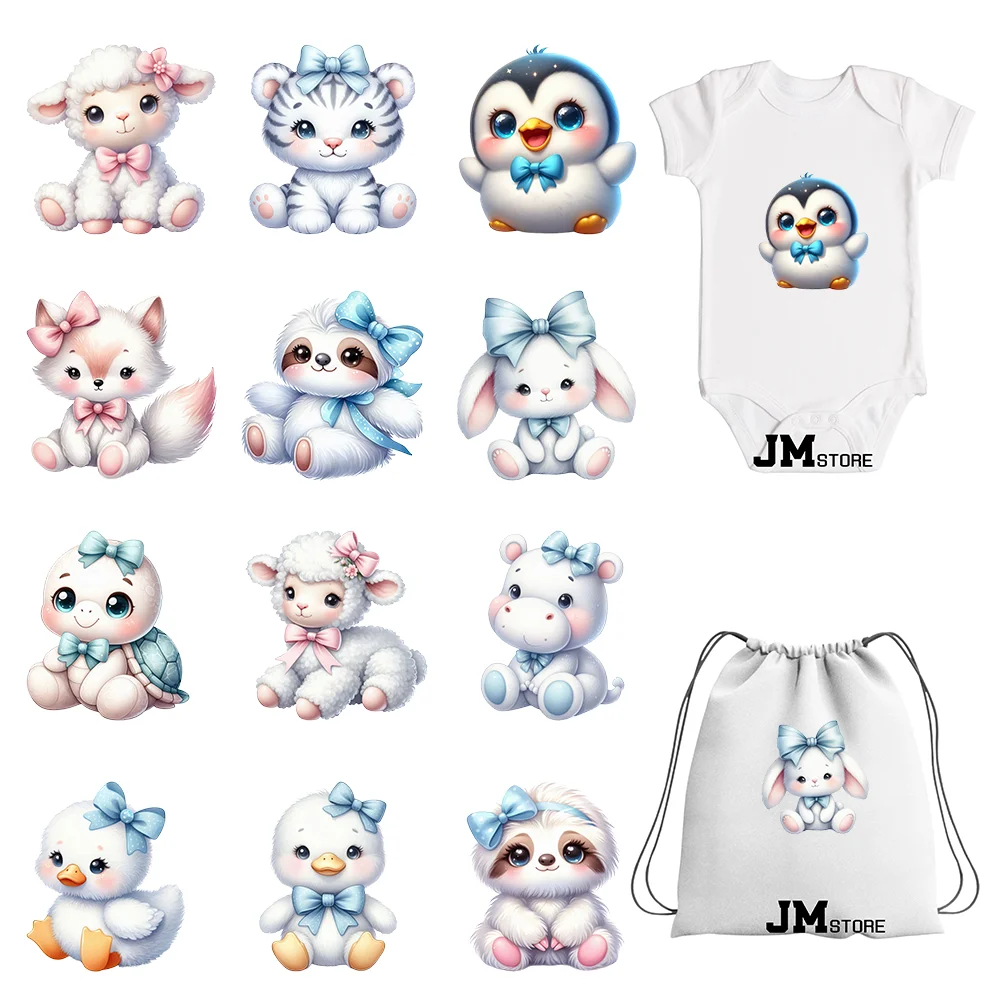 

15cm 5.9in Creative Bow Sheep Tiger Animal Iron On Heat Transfer Sticker For Clothes Printed Thermal Washable T-Shirt Applique