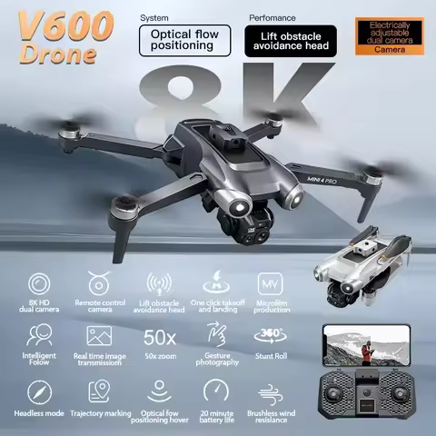2025 New V600 Long-Range Drone | Dual Cameras +Long Flight | Optical Flow &amp; GPS Auto-Return | 5G FPV RC Quadcopter(Idea Gift)