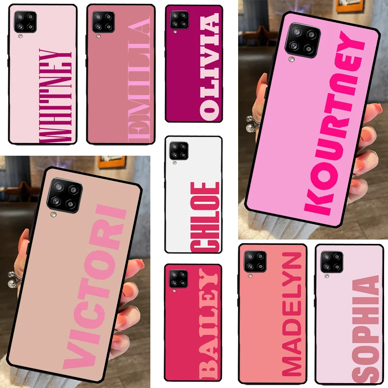 Pink Personalized Custom Name Monogram Case For Samsung Galaxy A73 A53 A33 A23 A13 A51 A71 A12 A22 A32 A42 A52 A14 A34 A54 Cover