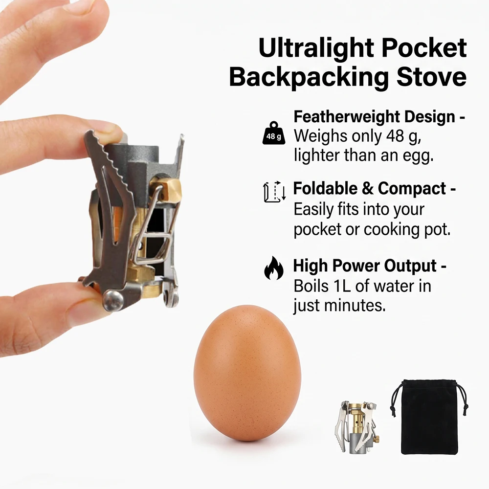 Pandatour Outdoor Ultralight 48g Mini Folding Direct-Connect Gas Burner For Hiking And Mountaineering Mini Camping Gas Stove