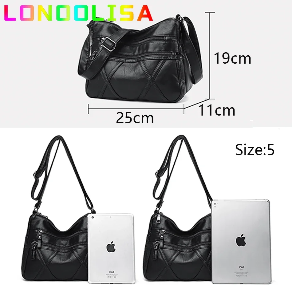 Bolsos de hombro de cuero suave de alta calidad para mujer, bolso cruzado clásico con bolsillos multicapa, bolsos de diseñador de lujo y monederos