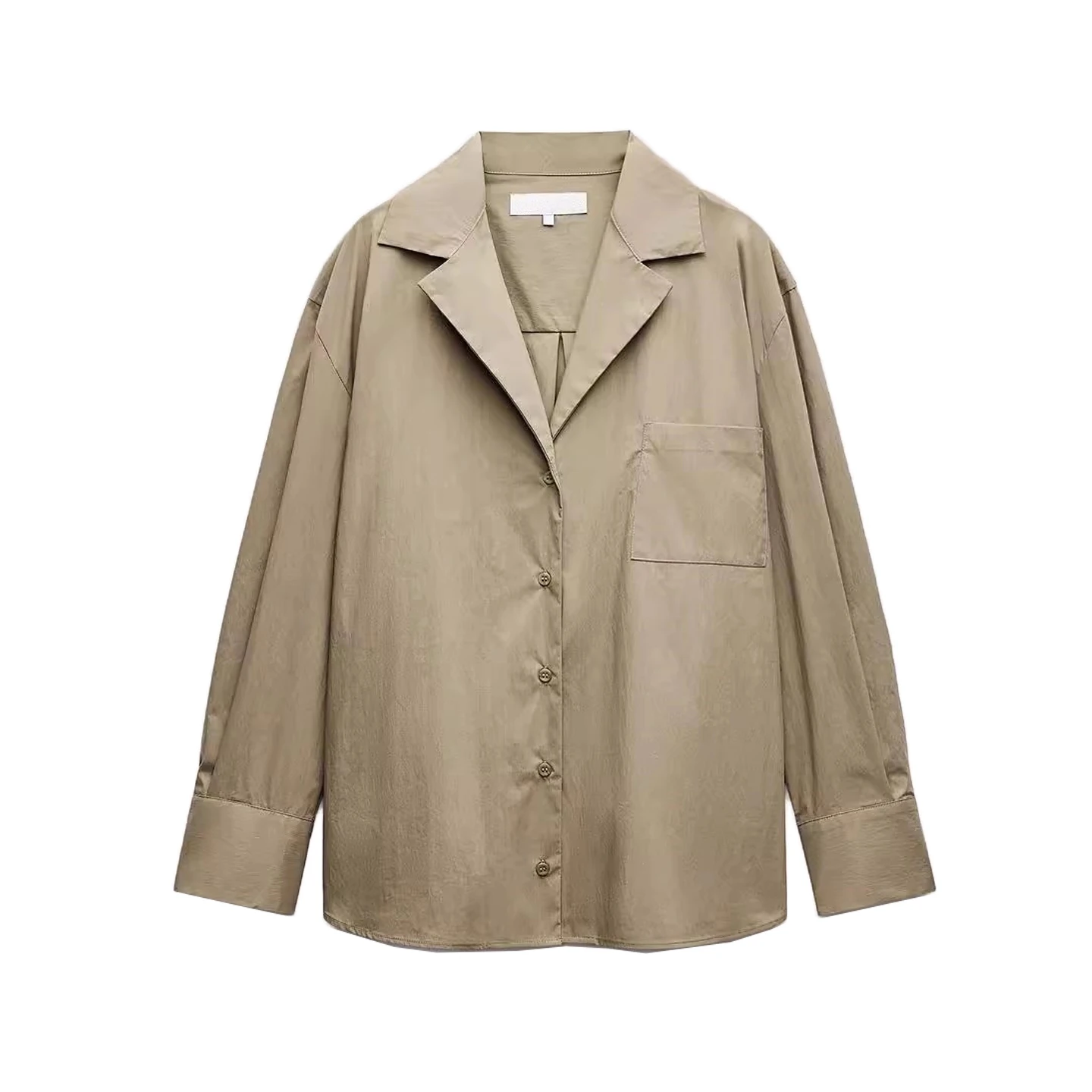 وصل حديثًا لفصل الخريف: قميص حرير نسائي بتصميم بسيط، بأكمام طويلة وجيوب مزينة، ذو صف واحد من الأزرار، فضفاض ومريح، مثالي للتن...