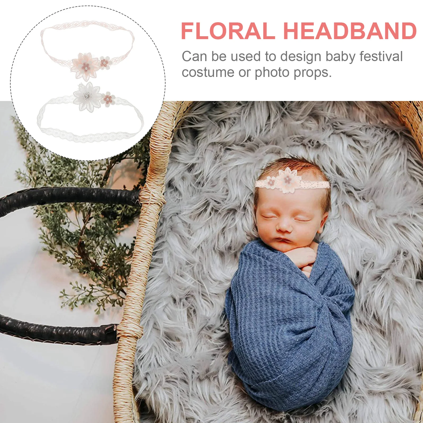 

Lace Elastic Headb for Baby Girl Floral Hair Accessories Newborn Bows Princess Headflower Soft Lightweight Comfortable Fits