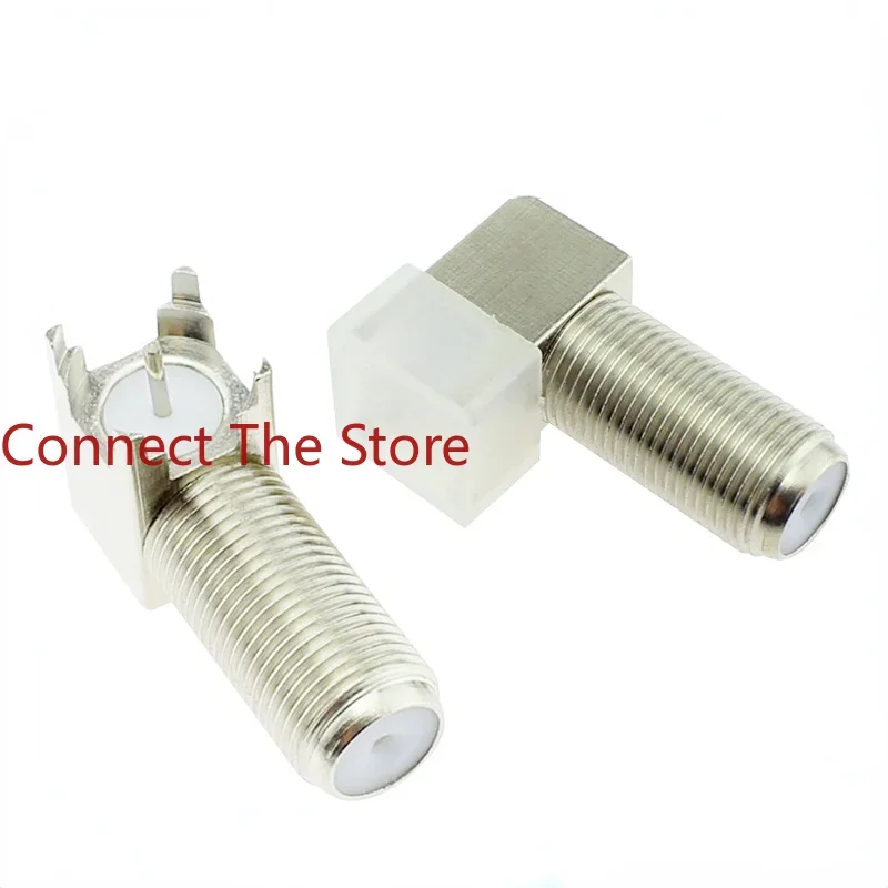 5PCS High-grade Pure Copper F Head 90 Degrees Nickel Plated  emale Seat Bent oot Welding Type R Coaxial  Block Bend 4 eet