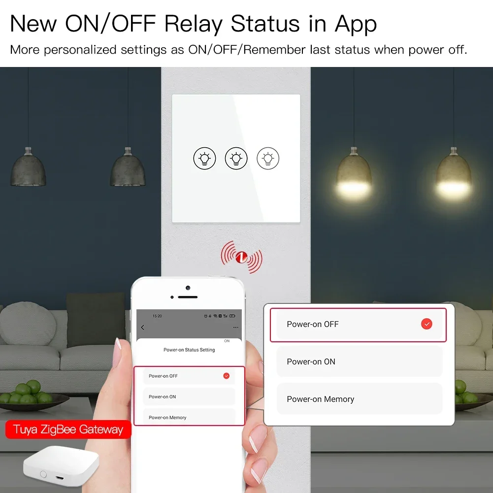 Smart ZigBee Multi-gang Light Dimmer Switch Independent Control Smart Tuya APP Control Works with Alexa Google Home 1/2/3 Gang