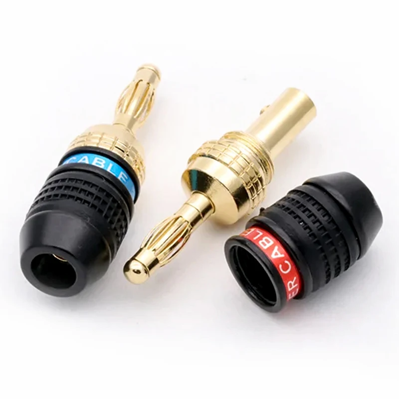 Banana Plugs 24K Gold-plated 4MM Banana Connector with Screw Lock for Audio Jack Speaker Plugs HiFi Amplifiers Cable Adapter