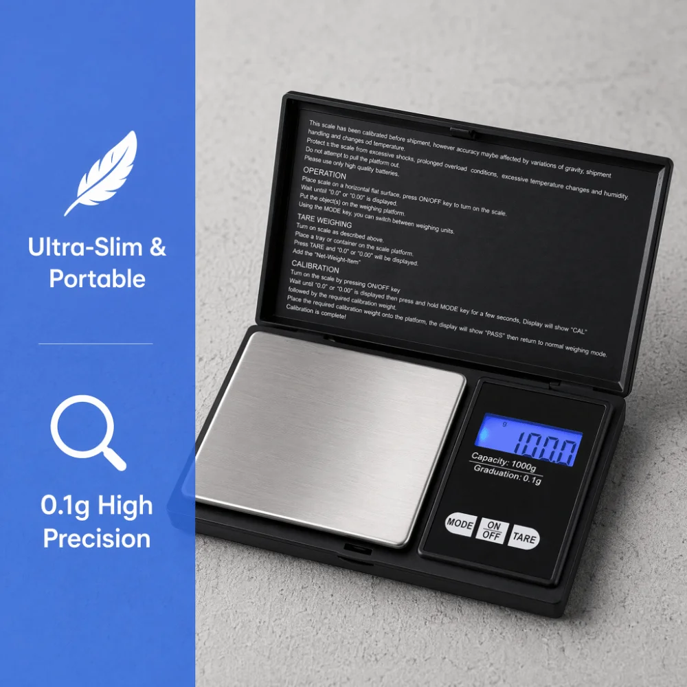 Plastic Stainless Steel Digital Pocket Scale Black 0.1g Accuracy Electronic Food Scale Multi-Unit Measurement