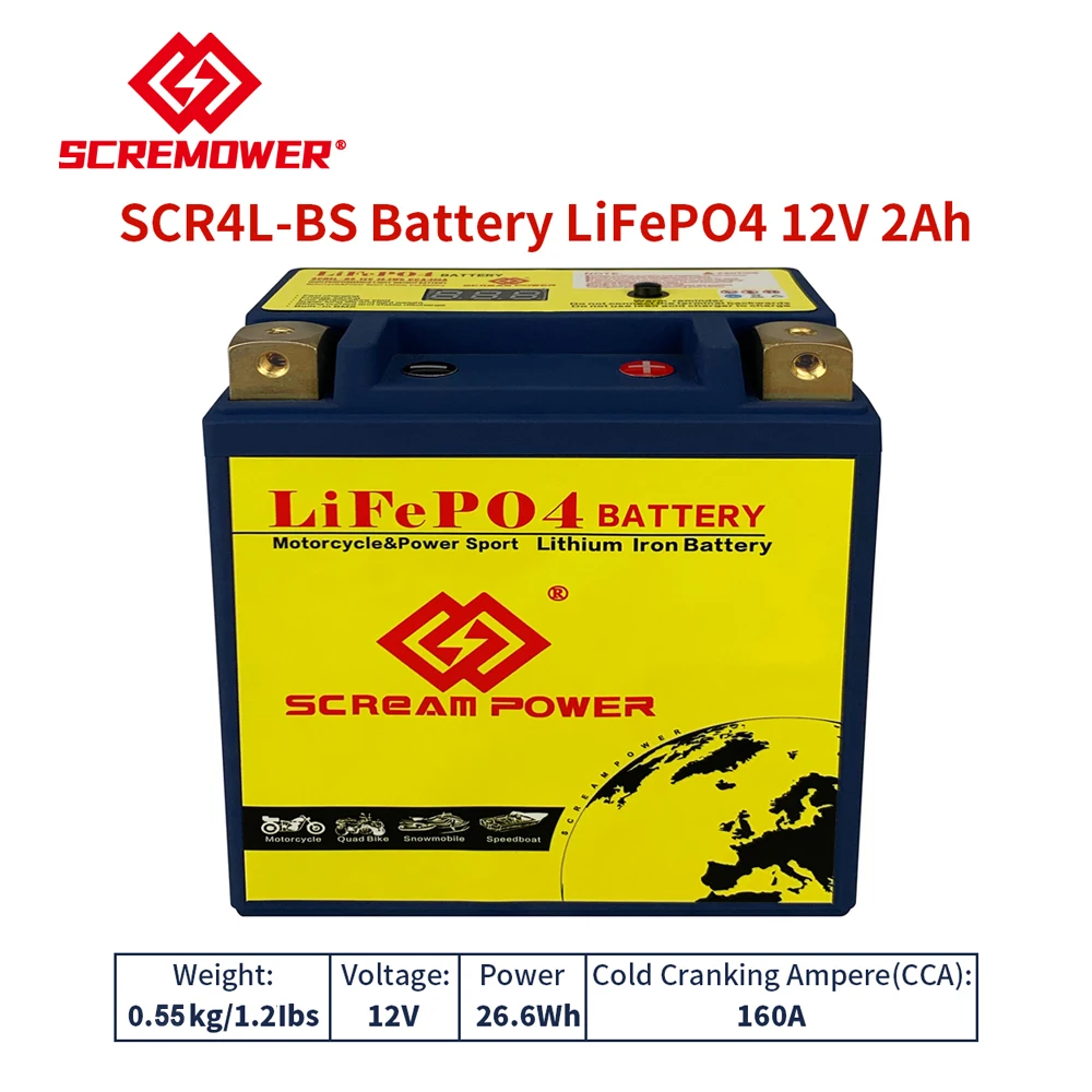 14L-BS 4L-BS 12V 2Ah LiFePO4 Motorcycle Starter Battery Motor Scooter Engine Battery CCA 160A Built-in BMS with Voltage Display