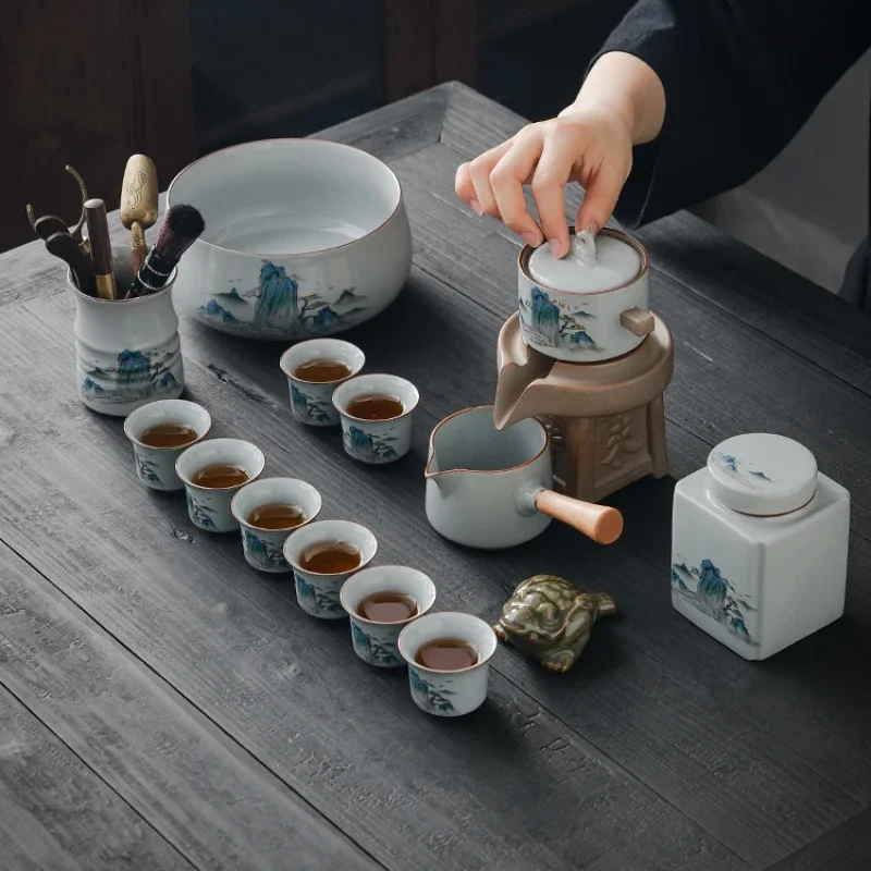 Office Lazy Kung Fu Teaware Sets Automatic Household Luxury Teaware Sets Chinese Traditional Chaleira Kichens Items WZ50TS