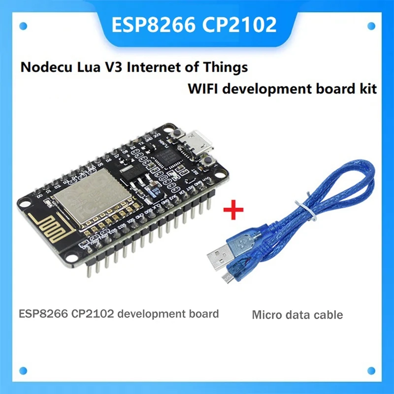 

Макетная плата ESP8266 CP2102 черная + USB-кабель ESP-12E MCU ESP8266 Nodecu Lua V3, макетная плата Wi-Fi для Интернет вещей